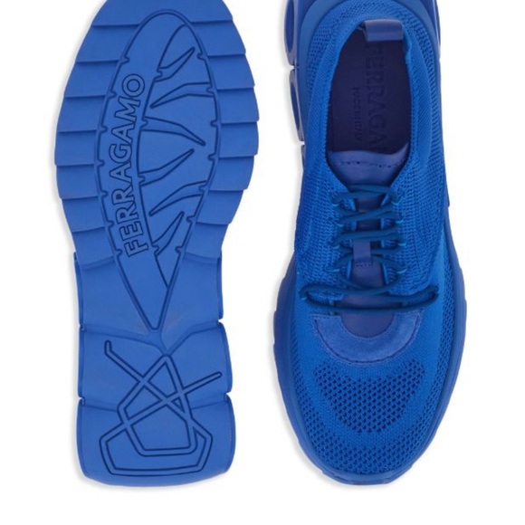 Ferragamo men’s knitted Nima cobalt blue sneakers new in box multiple sizes - Picture 5 of 5